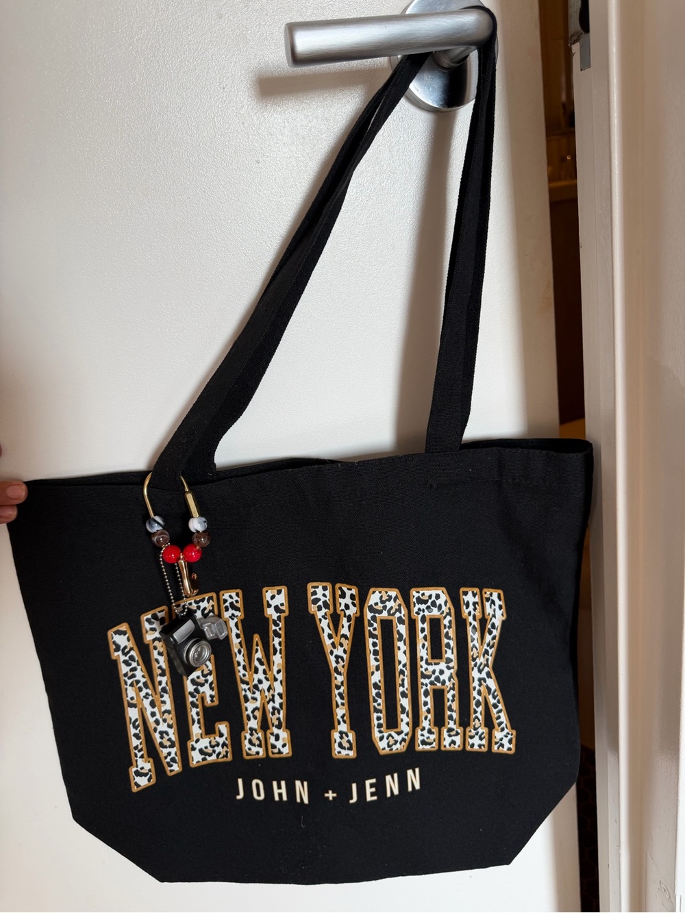 JOHN + JENN Black "New York" Canvas Tote Bag